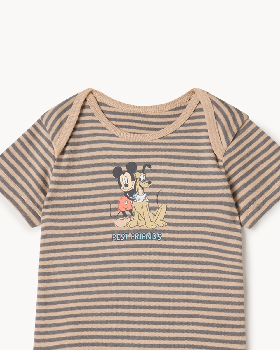 image 1 of Disney Mickey Mouse 5-Pack Pure Cotton Bodysuits in Med Nude