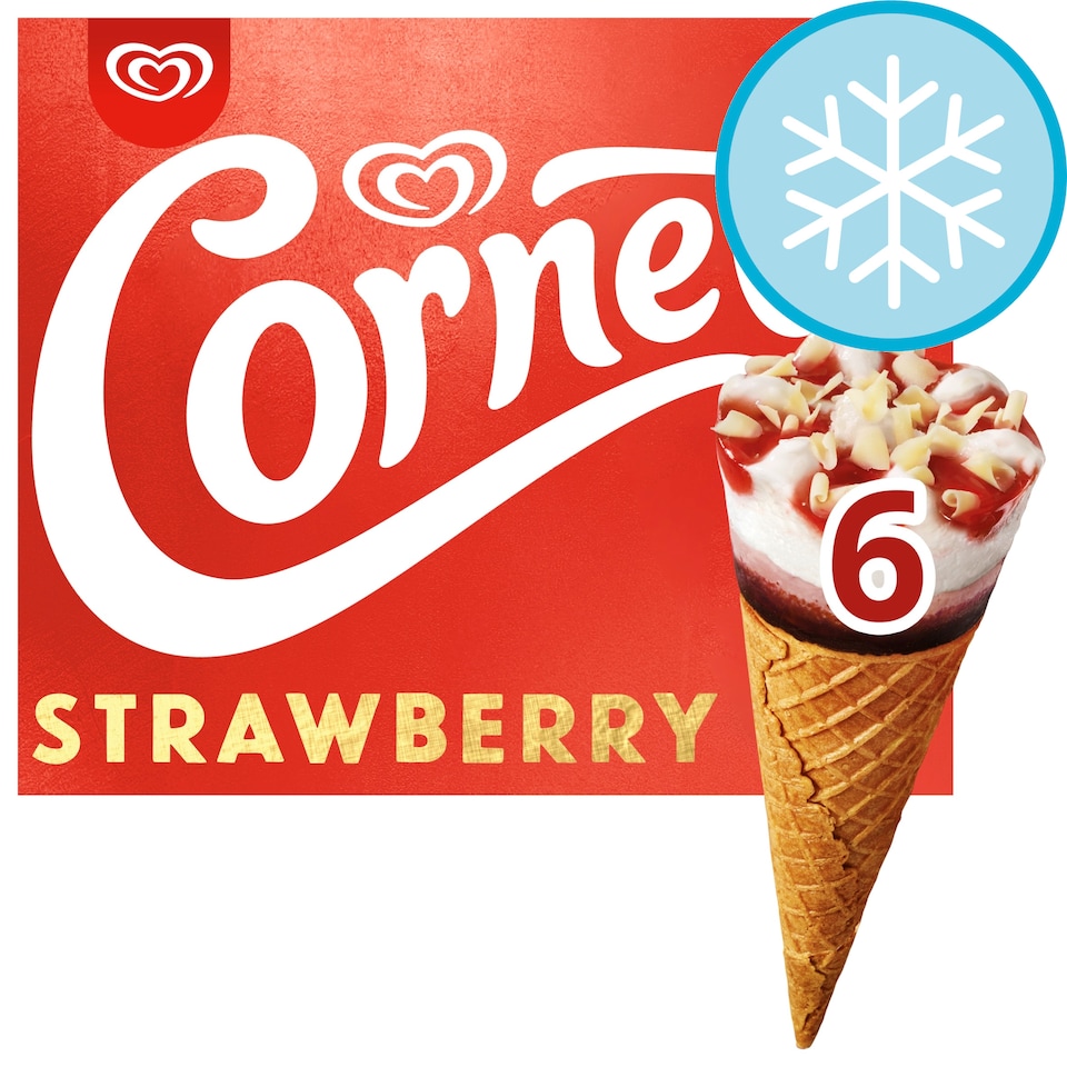 image 1 of Cornetto Strawberry Ice Cream Cones 6x90ml