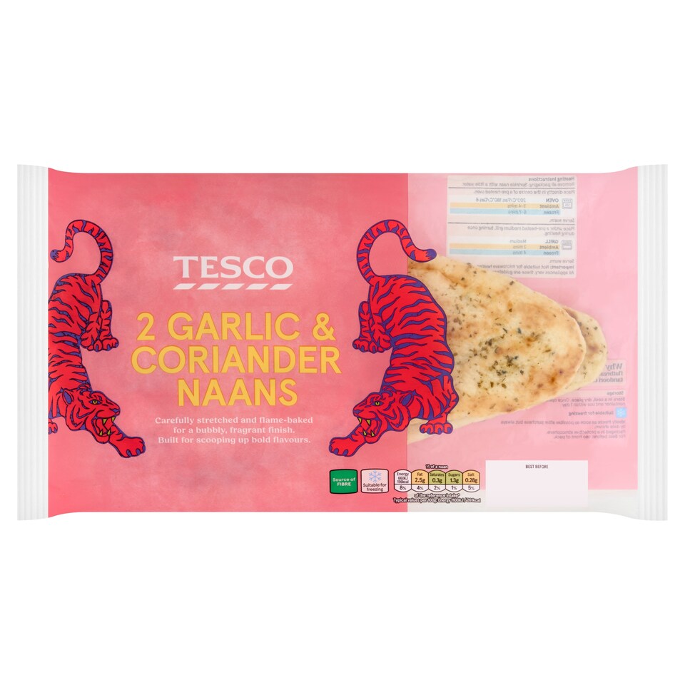 Tesco Garlic & Coriander Naan Bread 2 Pack