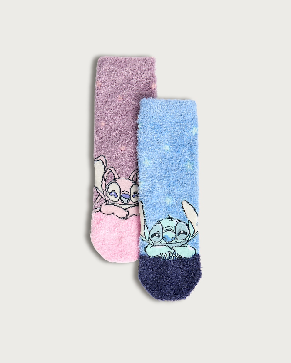 Disney Lilo & The Stitch 2-Pack Fluffy Cosy Socks in Multi