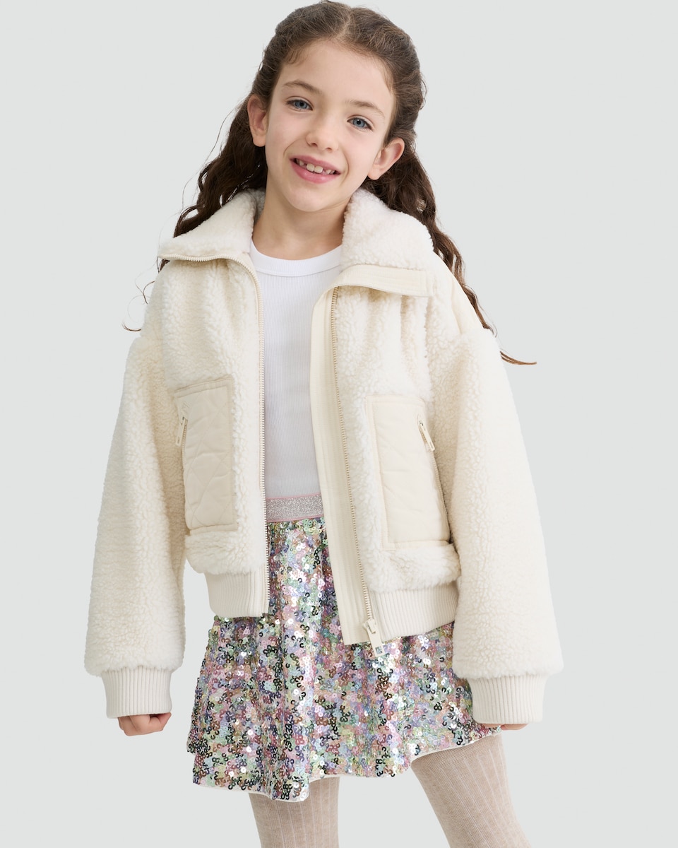 image 1 of F&F Girls Pull On Sequin Skirt in Multi