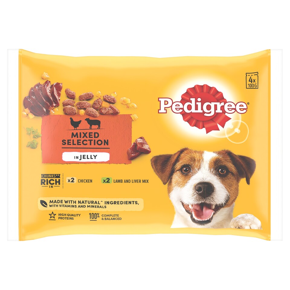 Pedigree Jelly Chicken Lamb Dog Pouches 4 X100g
