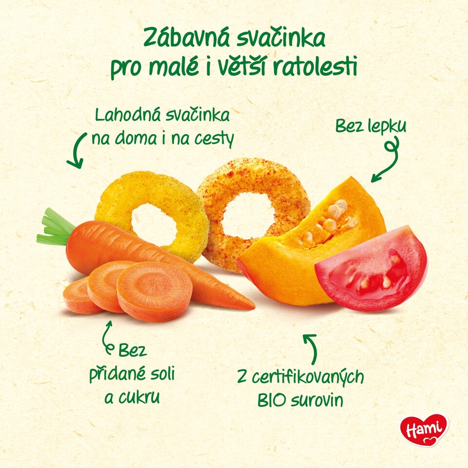 Obrázek 1 pro produkt HAMI prstýnky Mrkev a rajče-dýně 20 g