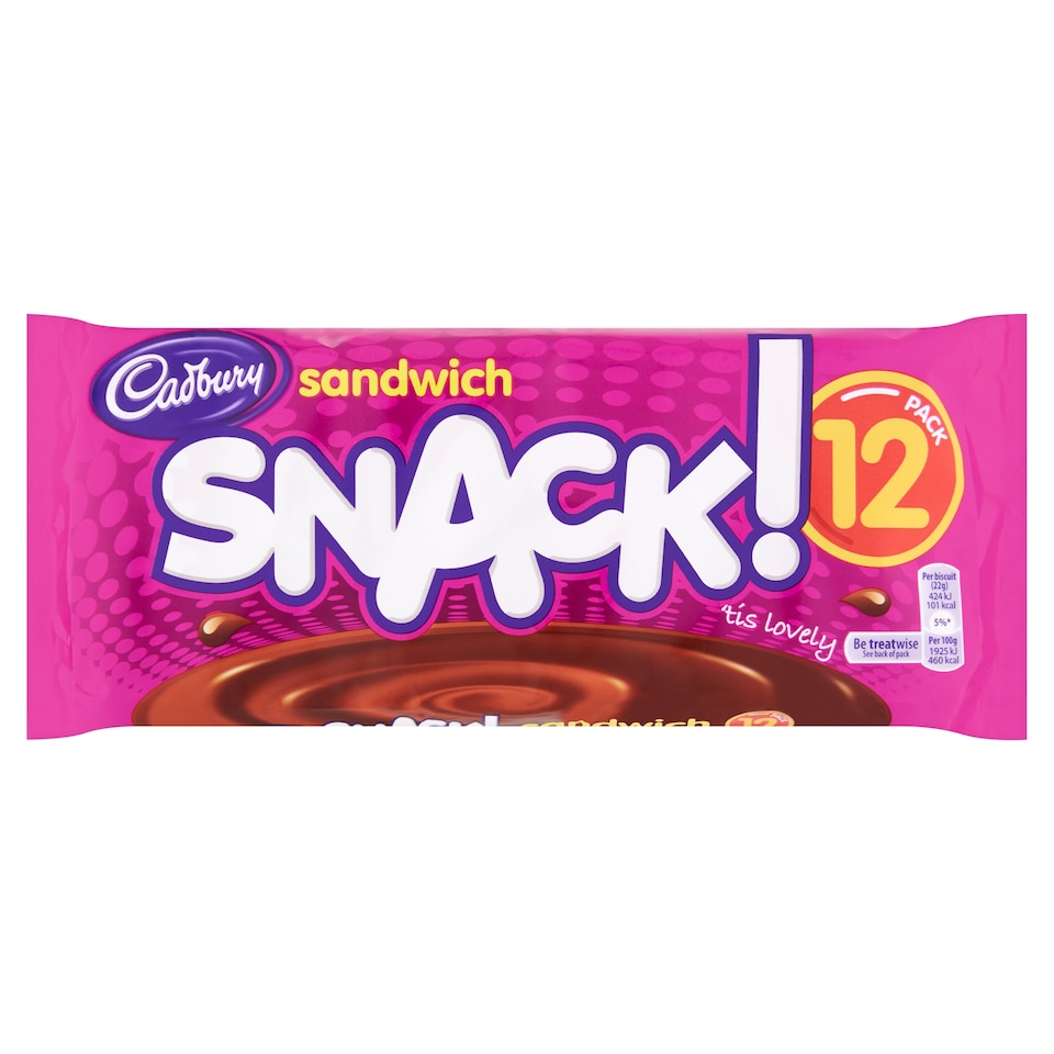 Cadbury Snack Sandwich Chocolate Biscuits 12 pack Multipack 264G
