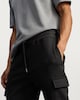 image 2 of F&F Cotton Rich Slim Leg Cuffed Cargo Joggers in Black