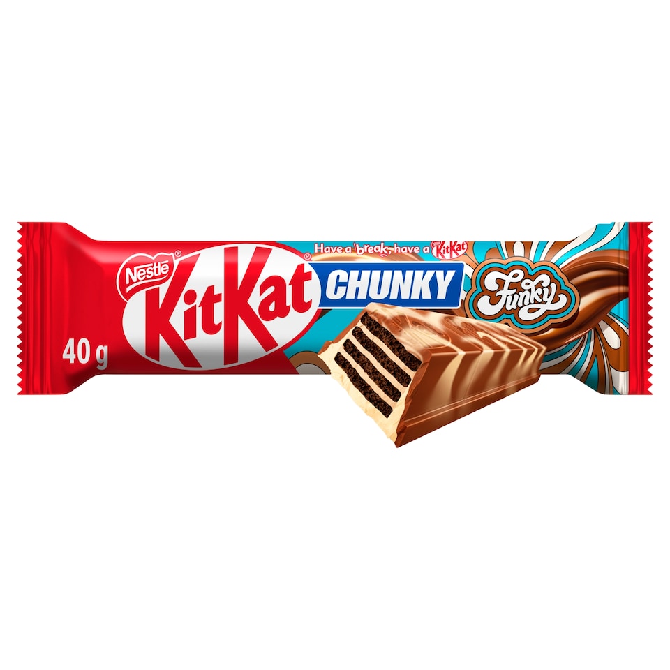 KitKat Chunky Funky oplatka v mléčné čokoládě a bílé polevě, 40g