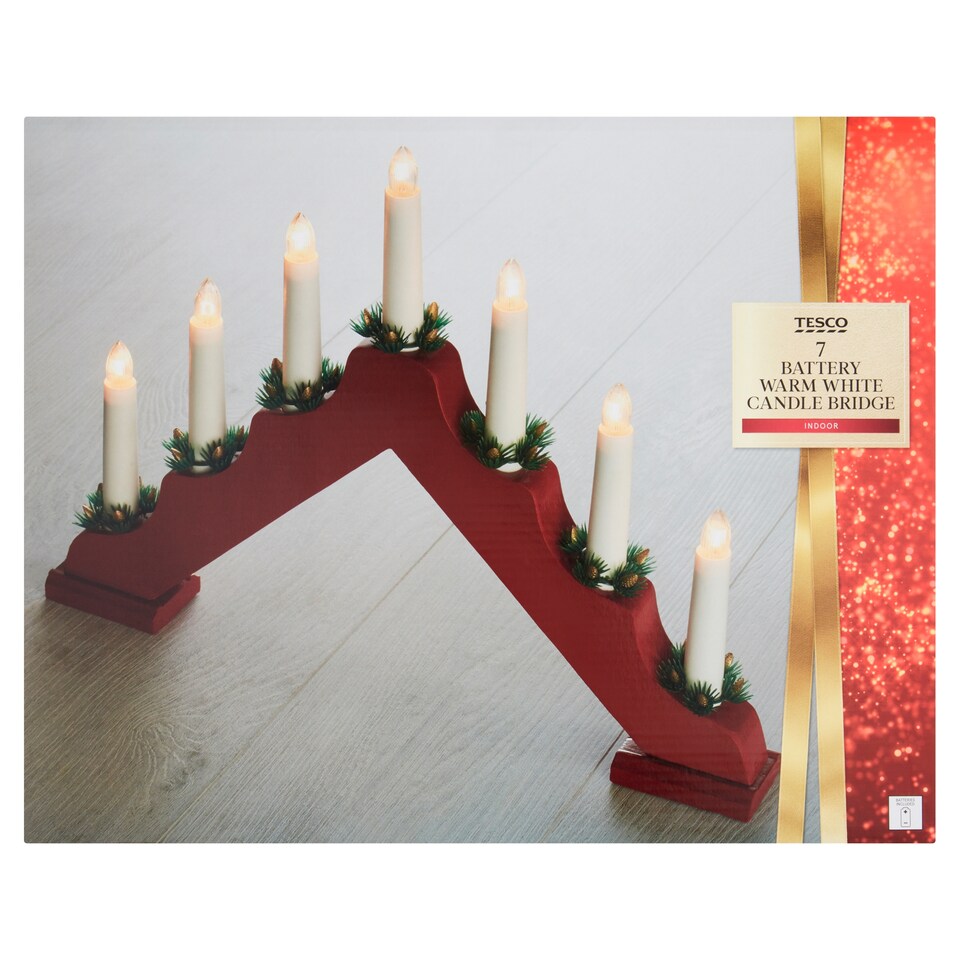 Tesco 7 Battery Warm White Lights Candle Bridge