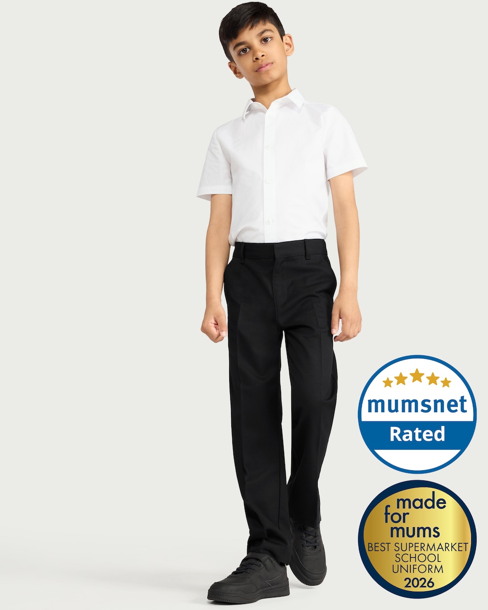 image 1 of F&F School Boys 2-Pack Regular Fit Trousers in Black