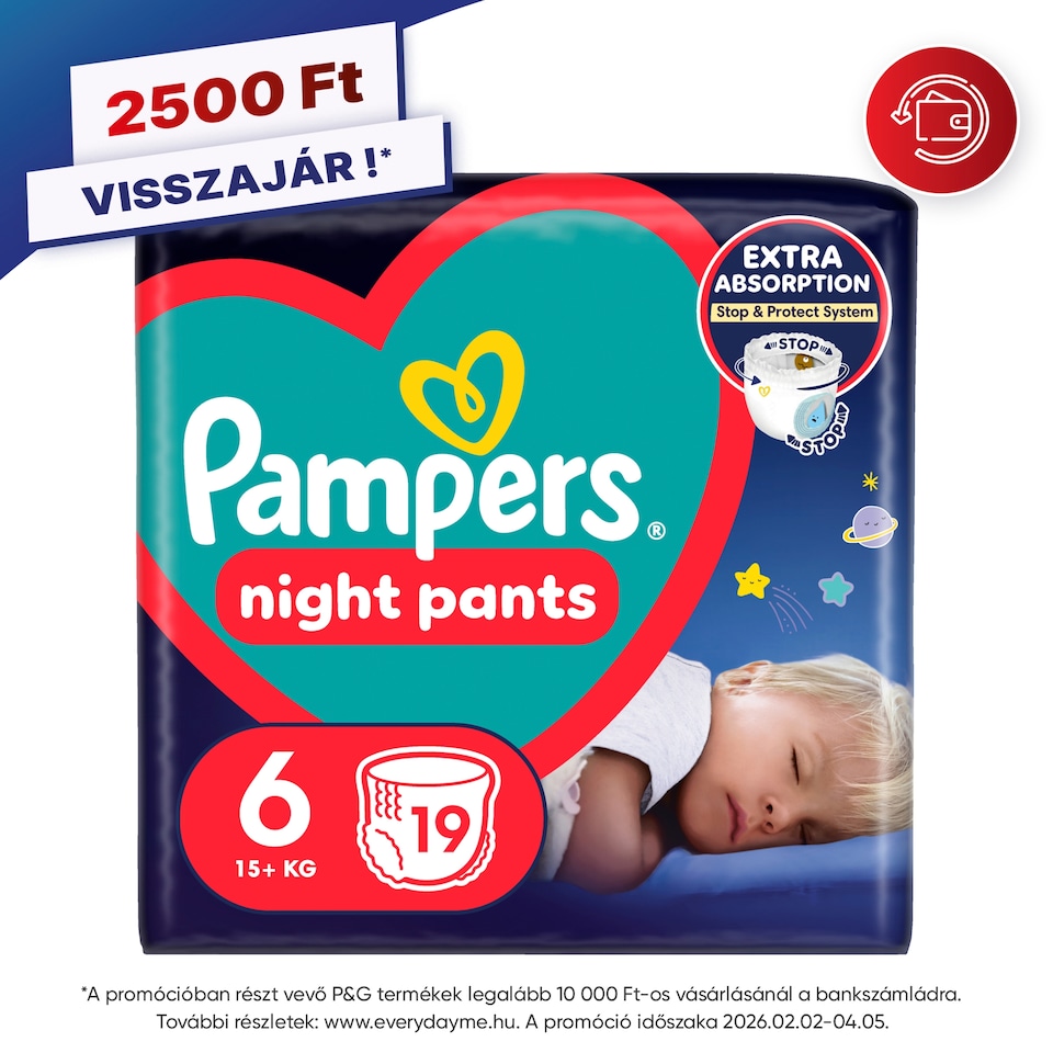 image 1 of Pampers Night Nappy Pants Size 6, 19 Nappies, 13kg+
