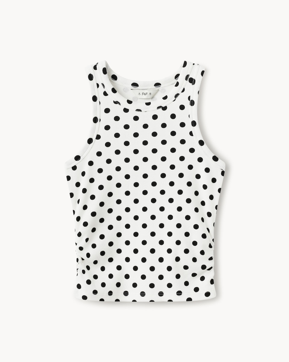 image 1 of F&F Girls Cotton Rich Polka Dot Vest in White