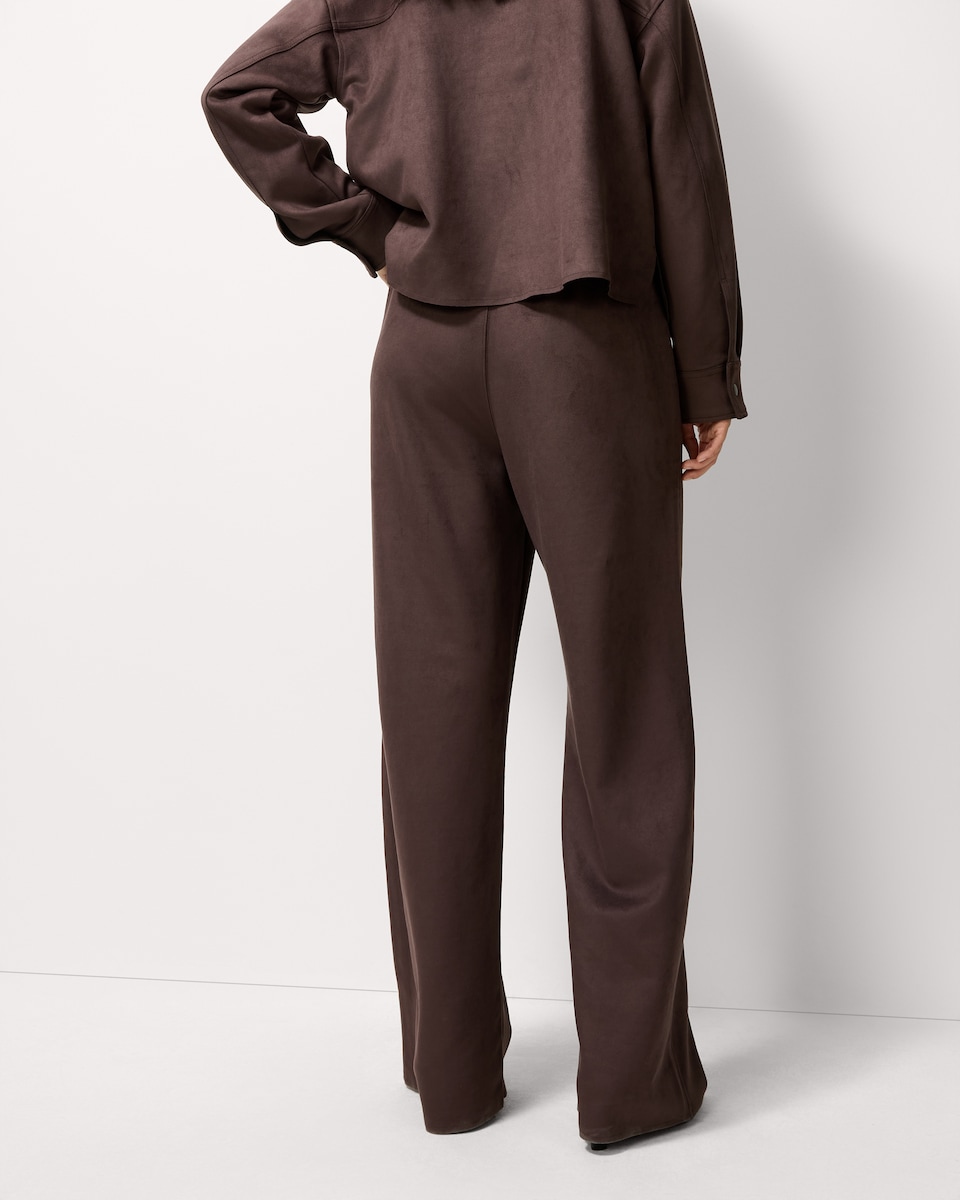 image 1 of F&F Faux Suede Wide Leg Co-ord Joggers in Brown