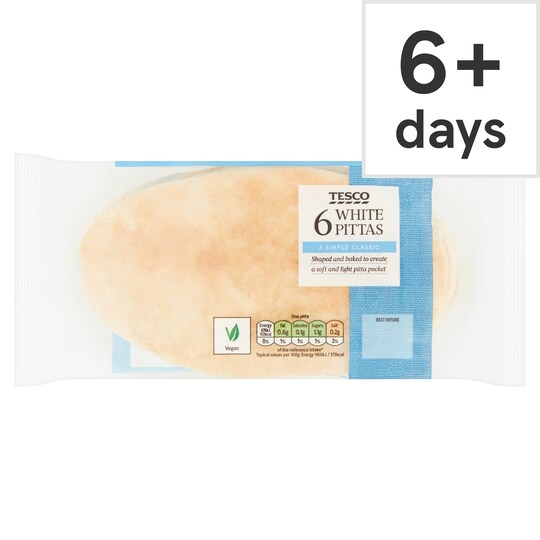 Tesco 6 White Pitta Bread Tesco Groceries