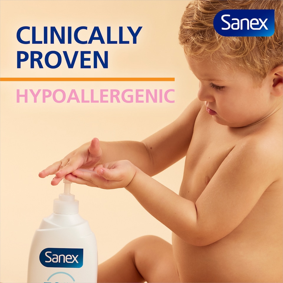 image 1 of Sanex Zero% Baby Hypoallergenic Nourishing Bath Wash & Shampoo 450ml