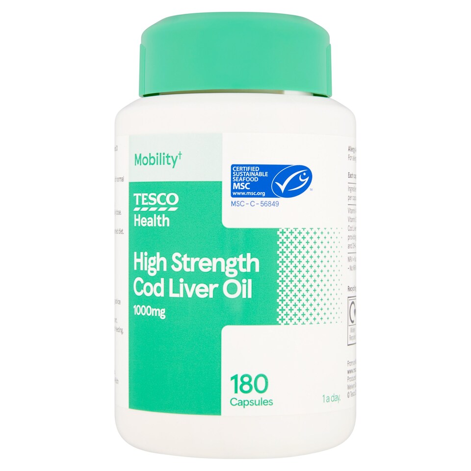 Tesco Health High Strength Cod Liver Oil Vitamin Capsules - 180s