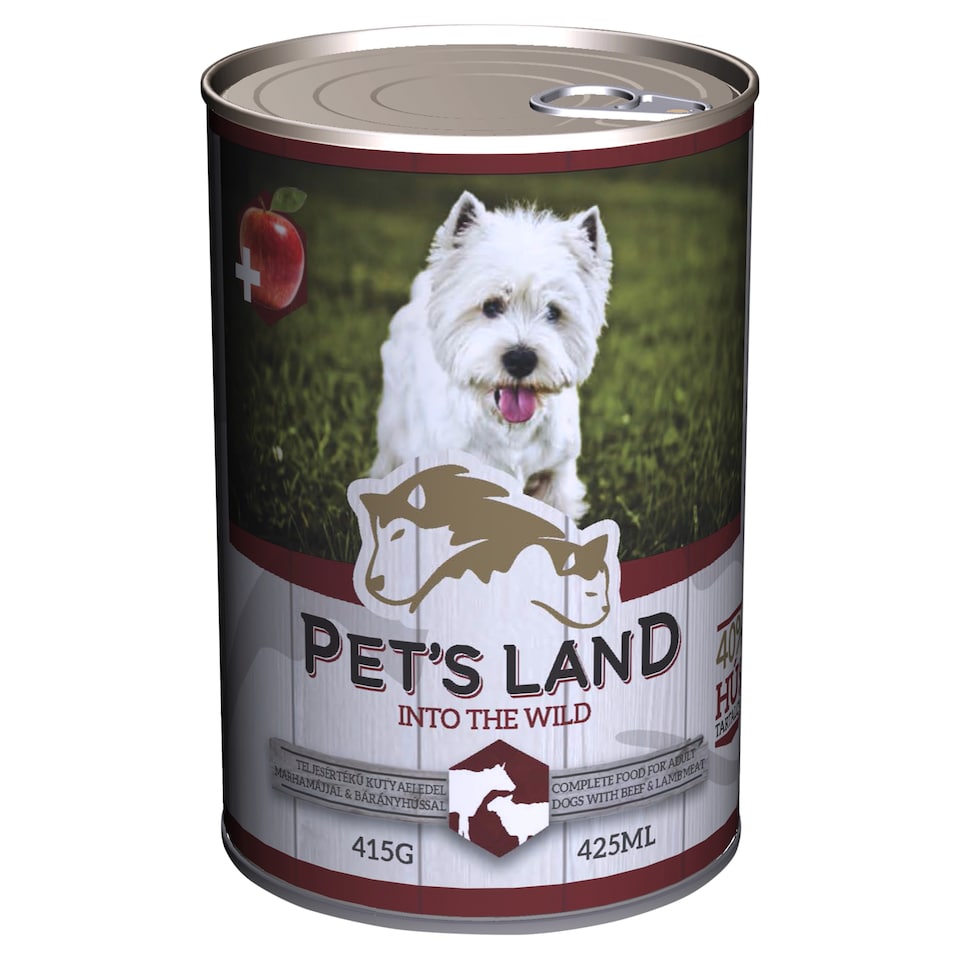 Pet's Land teljesértékű kutyaeledel marhamájjal & bárányhússal 415 g