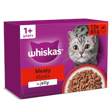 Whiskas Adult Wet Cat Food Pouches Meaty Meals in Jelly 12x85g