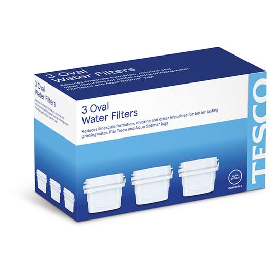 Tesco 30 Day Water Filter 3 Pack Oval Plus Compatible Tesco Groceries
