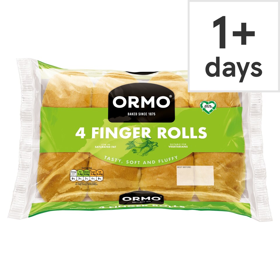 Ormo White Finger Rolls 4 Pack