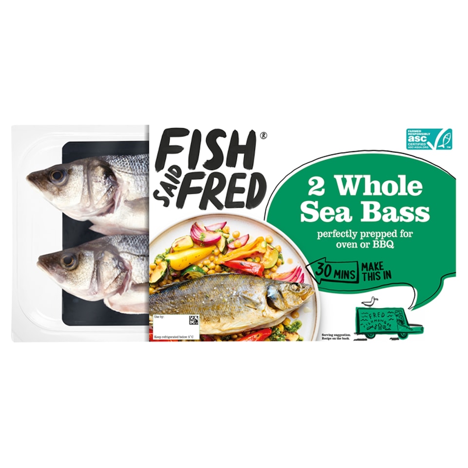 image 1 of Fish Said Fred 2 Whole Sea Bass 520g