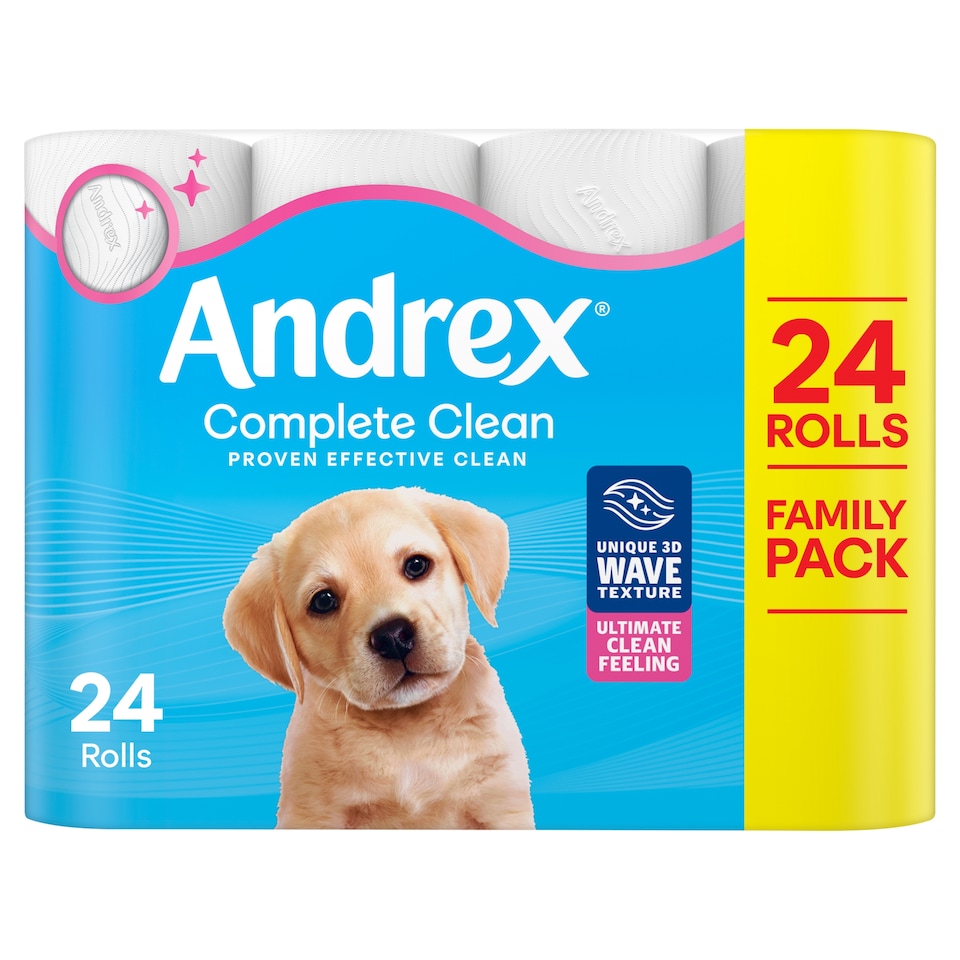 image 1 of Andrex Complete Clean Toilet Tissue 24 Standard Rolls