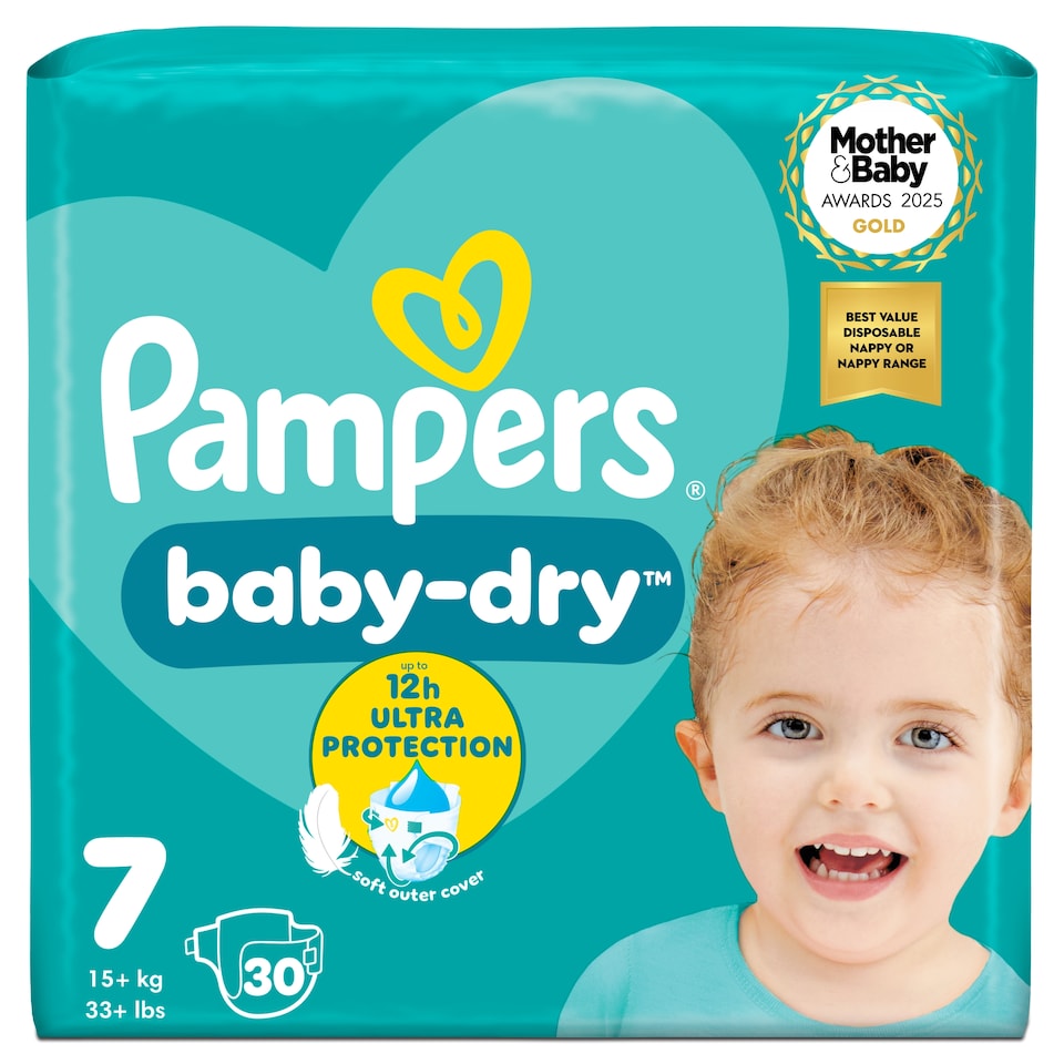 image 1 of Pampers Baby-Dry Size 7 Nappies 30 Pack