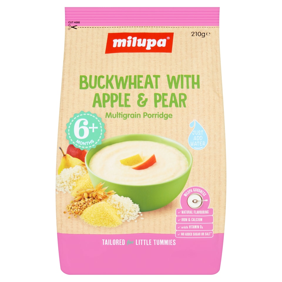 Milupa Buckwheat with Apple & Pear Multigrain Porridge Baby Cereal 210g
