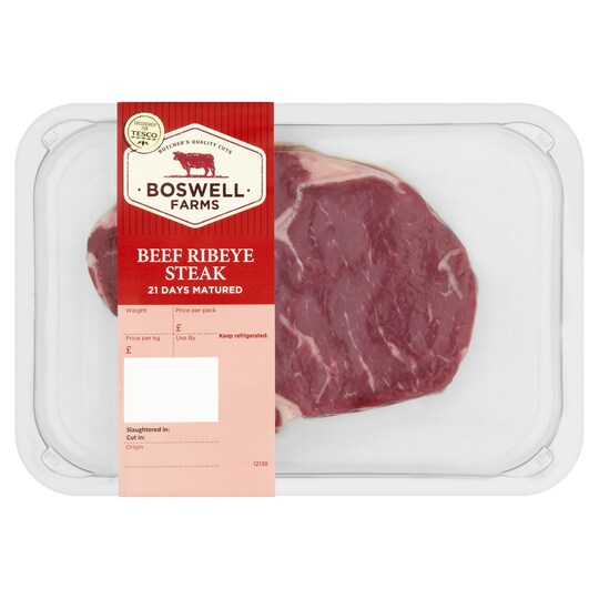 Boswell Farms Beef Ribeye Steak 195G Tesco Groceries
