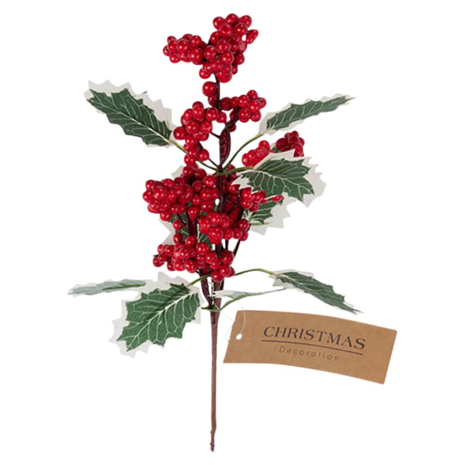 H&S Collection piros bogyós ág karácsonyi dekoráció