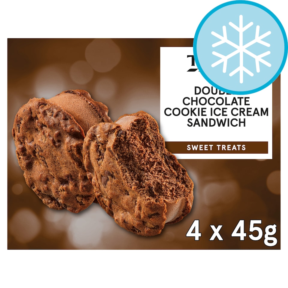Tesco Double Chocolate Cookie Ice Cream Sandwiches 4 x 45g