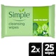 image 1 of Simple Cleansing Biodegradable Wipes 2X25 Pack