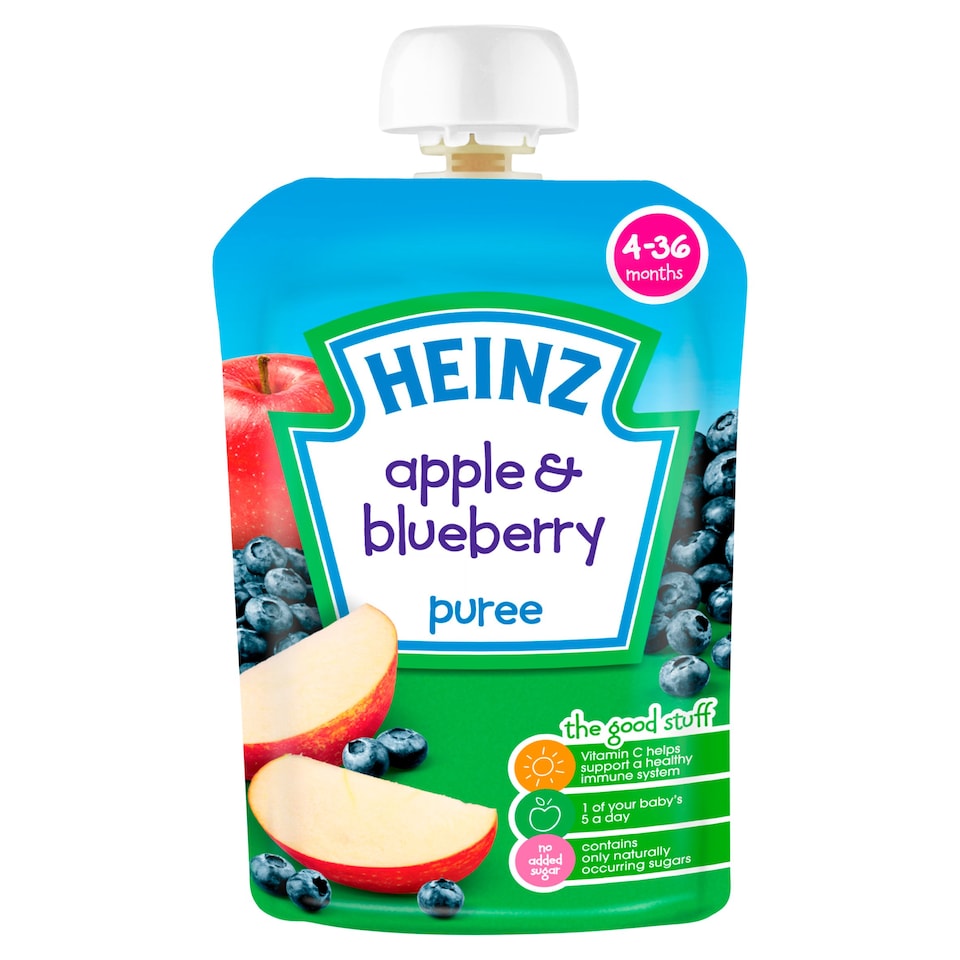 Heinz Apple & Blueberry Puree Baby Food Pouch 100g