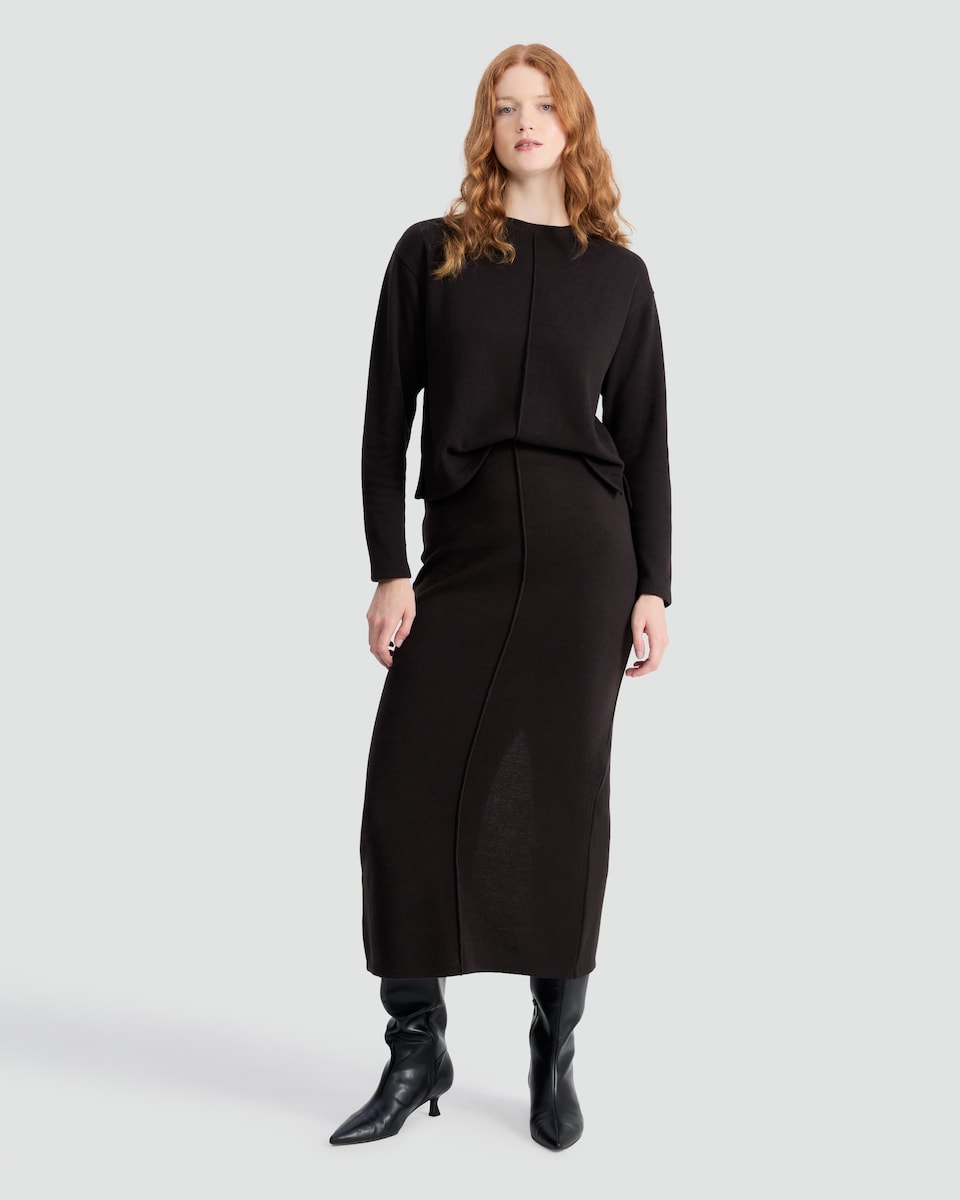 image 1 of F&F Textured Midi Co-ord Pencil Skirt in Brown