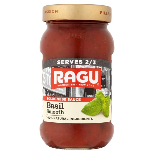 RAGU SMOOTH BOLOGNESE PASTA BASIL SAUCE 375G Tesco Groceries
