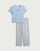image 4 of F&F 2-Piece Cotton Rich Striped Pyjama Set in Multi Blue