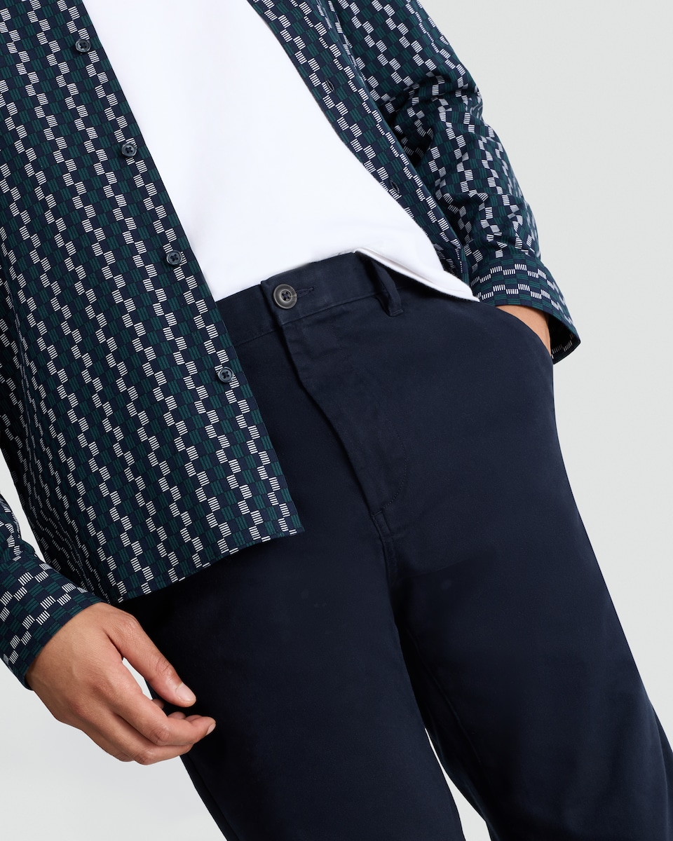 image 1 of F&F FREEFIT® Slim Leg Chino Trousers in Navy