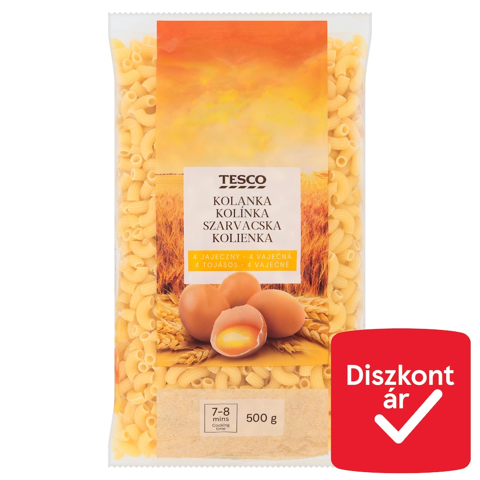 Tesco szarvacska 4 tojásos száraztészta 500 g