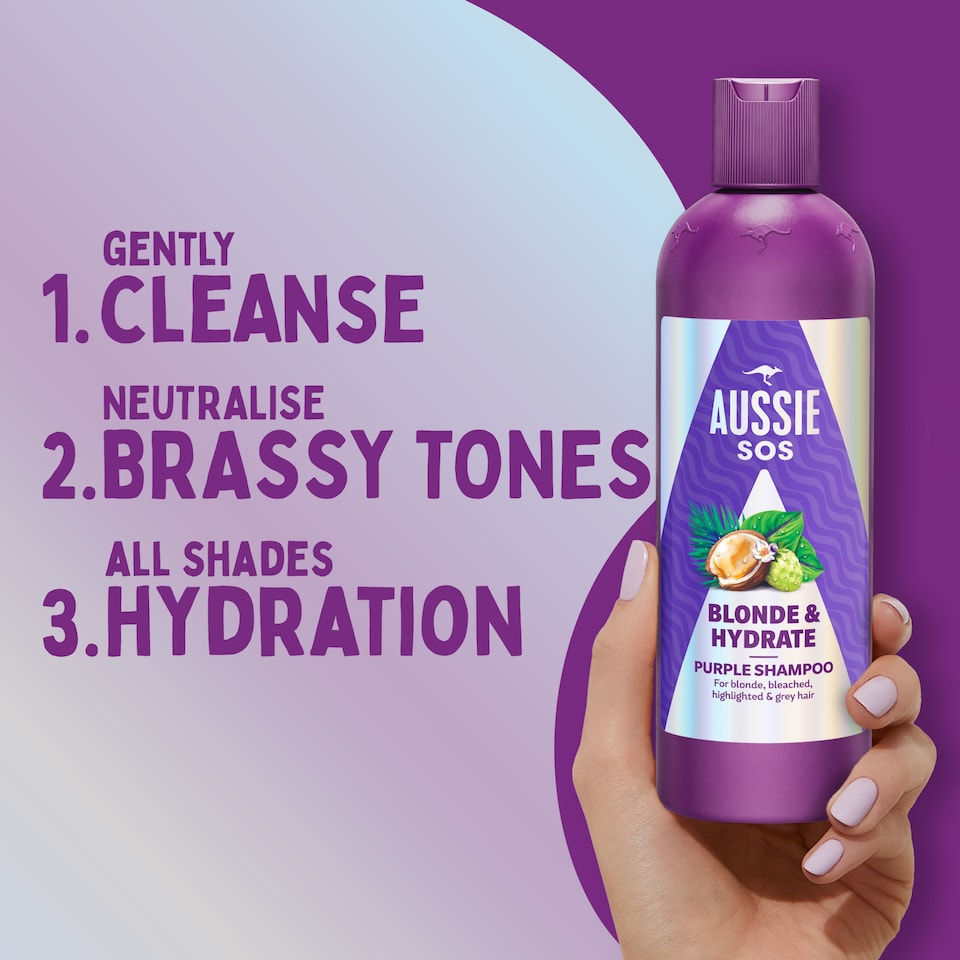 image 1 of Aussie SOS Blonde & Hydrate Purple Shampoo 300ml