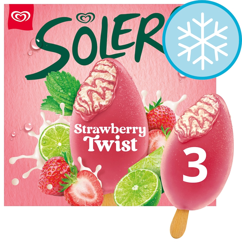 image 1 of Solero Strawberry Twist Ice Cream Lollies 3 x 90ml