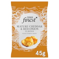 Tesco Finest Mature Cheddar & Red Onion Flavour Hand Cooked Potato Crisps 45g