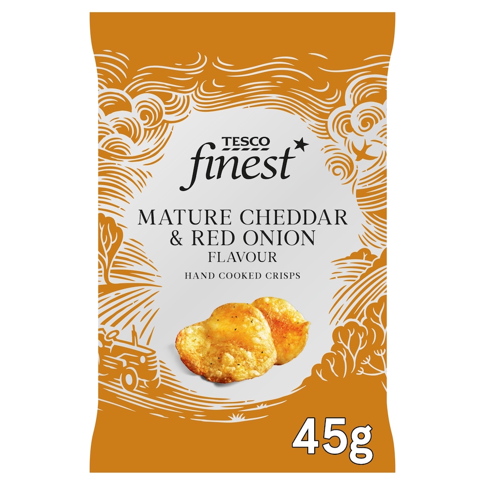 Tesco Finest Mature Cheddar & Red Onion Flavour Hand Cooked Potato Crisps 45g