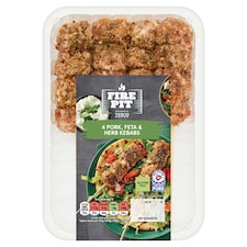 Tesco Fire Pit 4 Pork, Mozzarella & Tomato Kebabs 400G