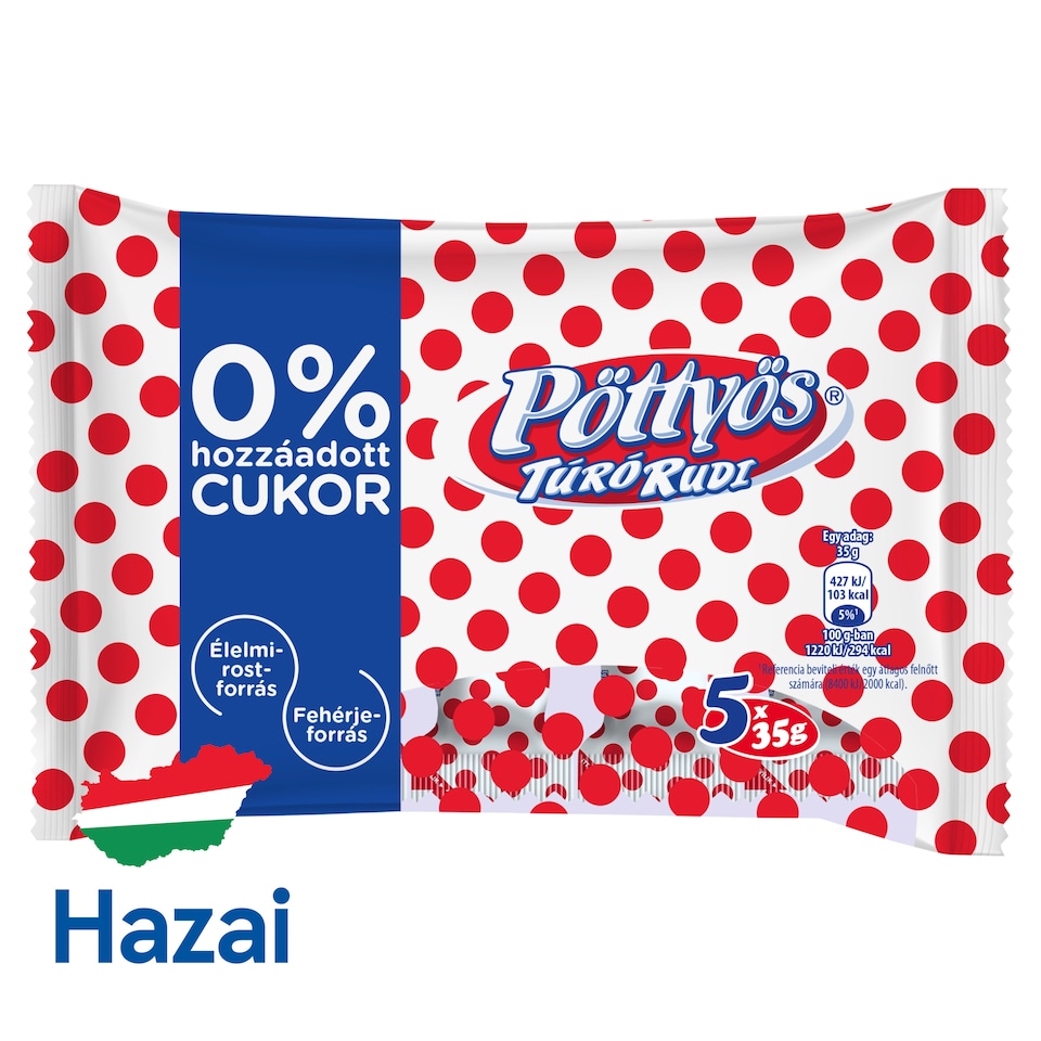 Pöttyös Túró Rudi Dessert with Cocoa Coating 5 x 35 g (175 g)