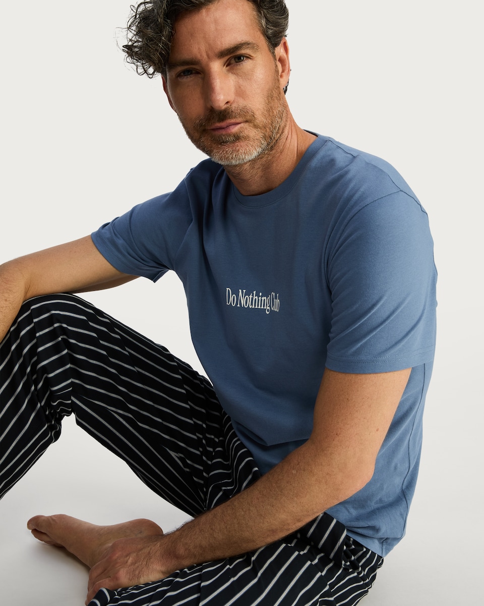 image 1 of F&F Pure Cotton Do Nothing Club Pyjama Set in Multi