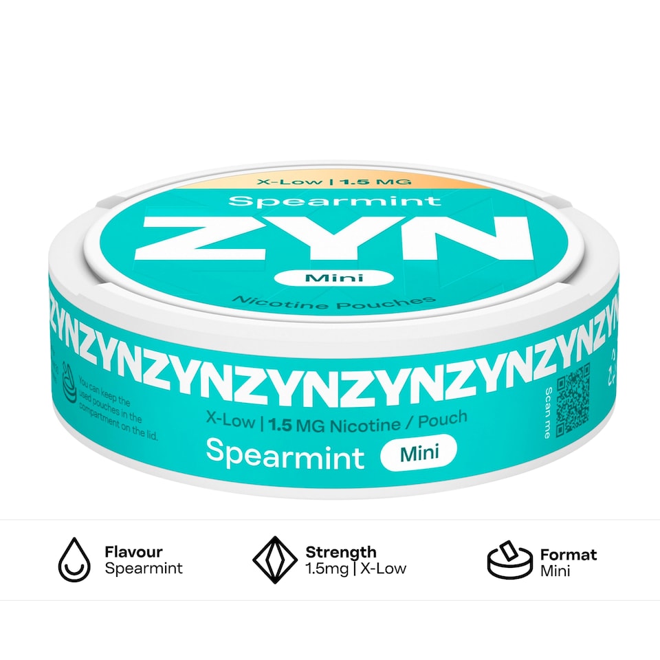 image 1 of ZYN Spearmint Mini X-Low Nicotine 1.5mg x 20 Pouches 8g