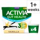 image 1 of Activia Vanilla No Added Sugar Fat Free Gut Health Yoghurt Multipack 4x115g
