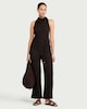 image 2 of F&F Crinkle Textured Wide Leg Co-ord Trousers in Chocolate