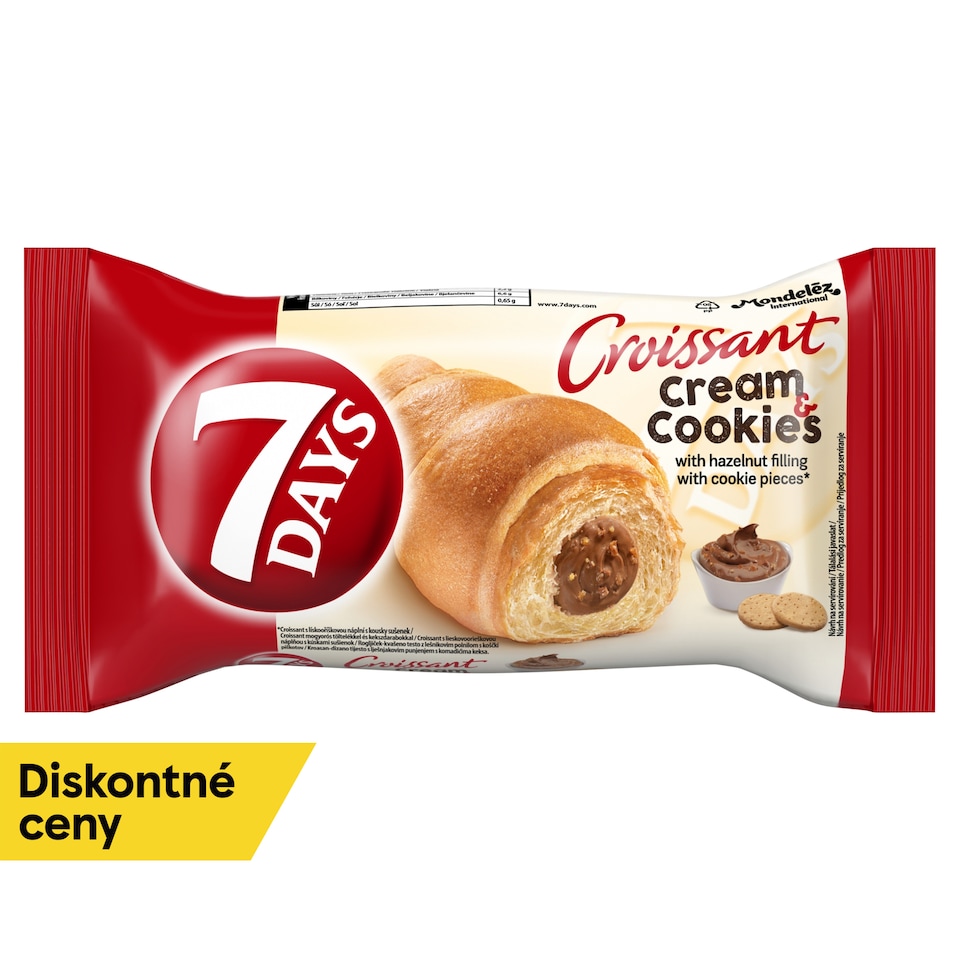 image 1 of 7 Days Cream & Cookies Croissant with Hazelnut Filling with Cookie Pieces 60 g