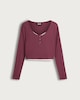 image 4 of OH ME OH MY Cotton Rich Double Layer Henley Top in Burgundy