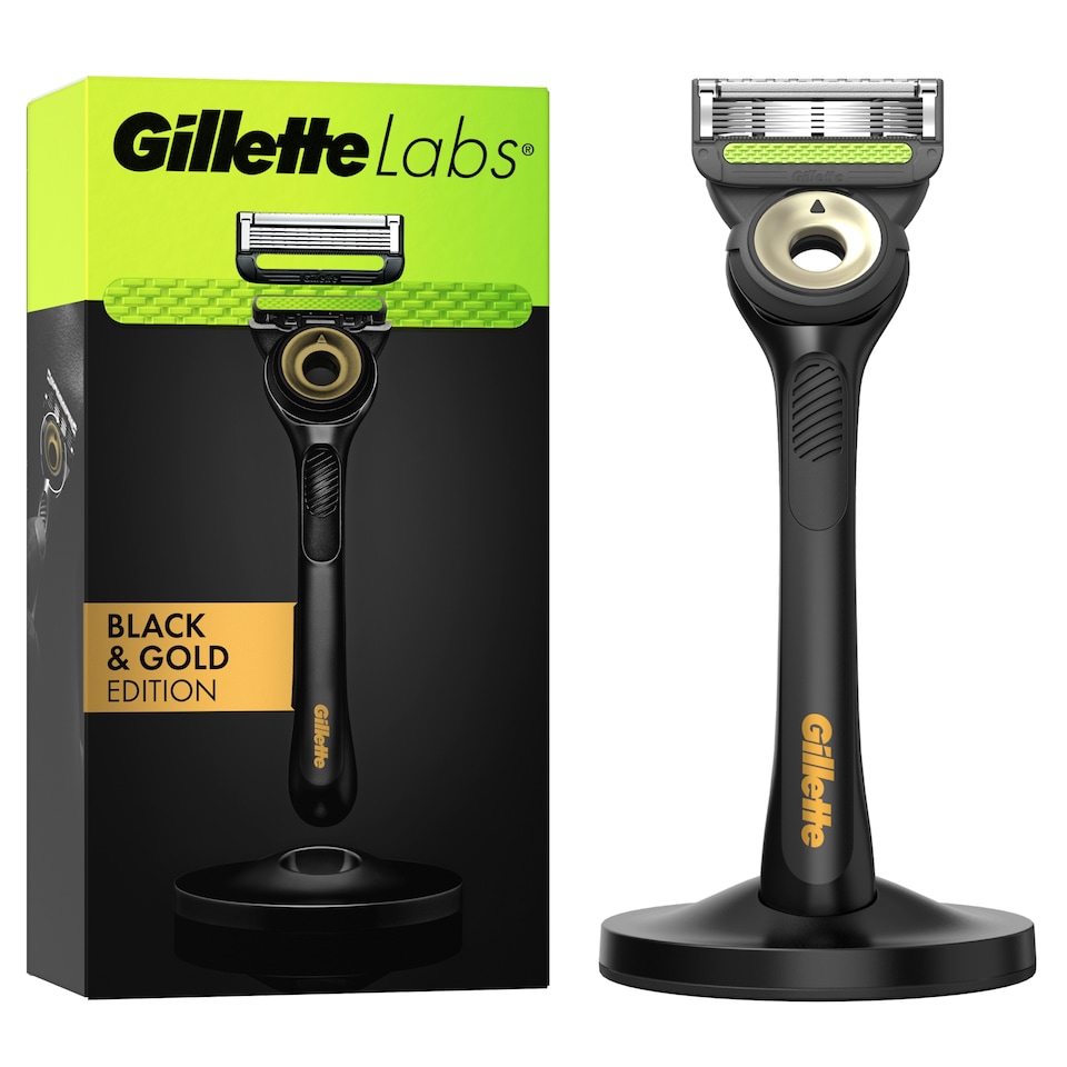 【新品合計8個】Gillette Labs 通常3個BLACK & GOLD5個 Gillette Labs Razor & Stand Black & Gold Edition - Tesco