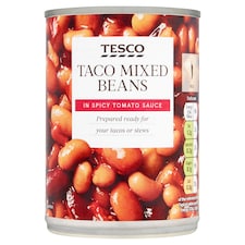 Tesco Taco Mixed Beans Spicy Tomato Sauce 395G